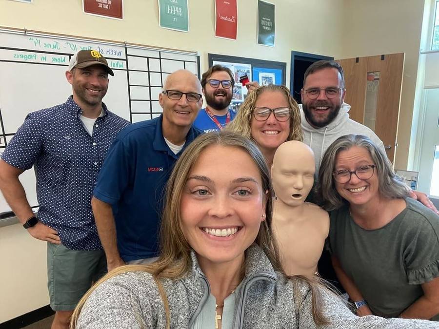 Mansfield CPR instructors and students in a classroom training session